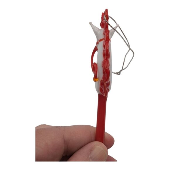 Glass Christmas Hobby Horse Red & White Unicorn Ornament Red Mane Heart 5.75" - Picture 4 of 5